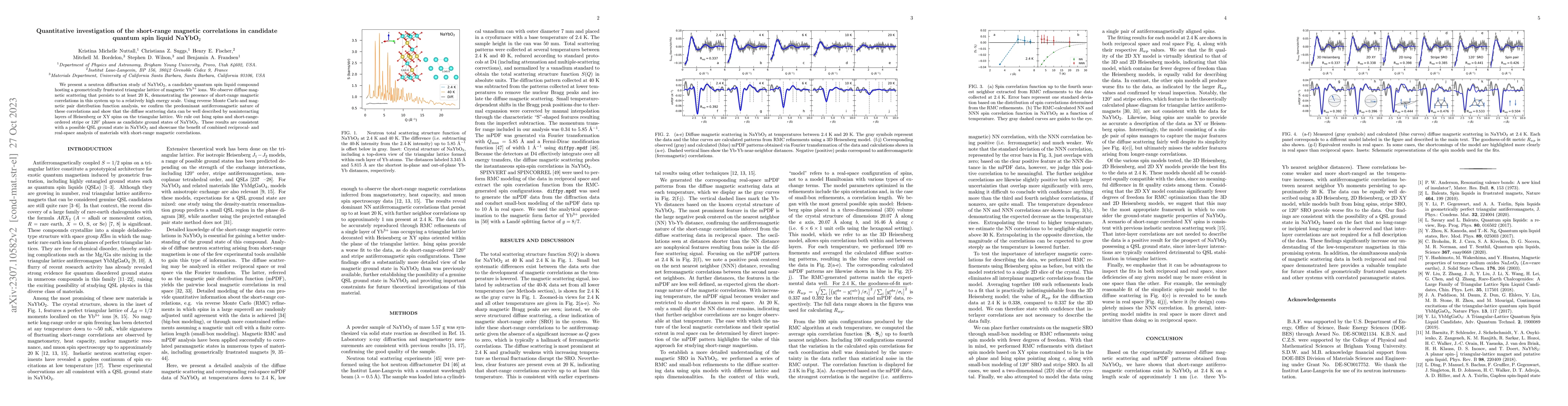 Thumbnail for Quantitative investigation of the short-range magnetic correlations in
  candidate quantum spin liquid NaYbO$_2$