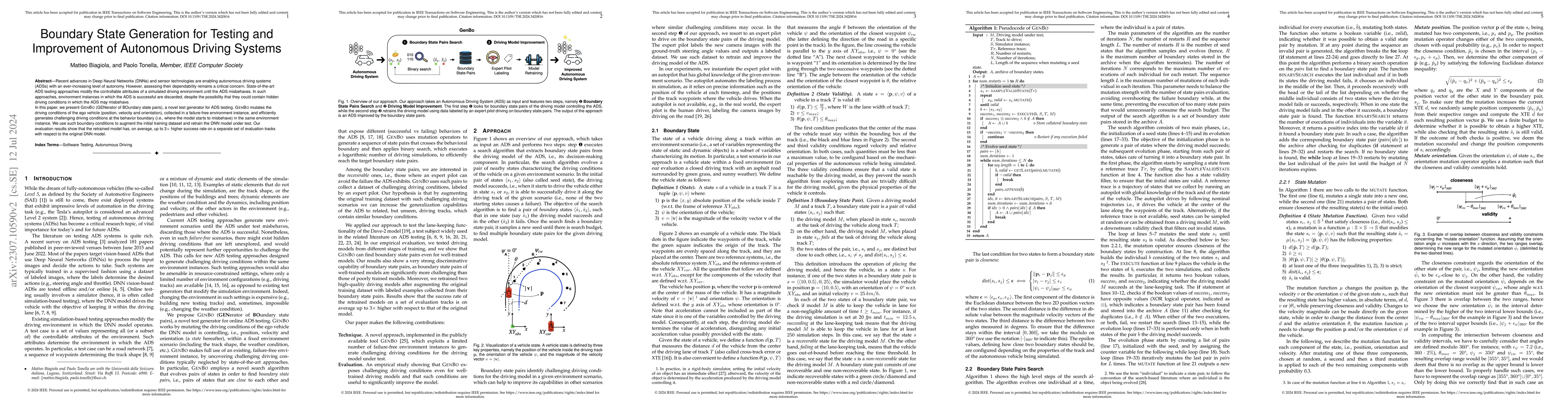 Thumbnail for Boundary State Generation for Testing and Improvement of Autonomous
  Driving Systems