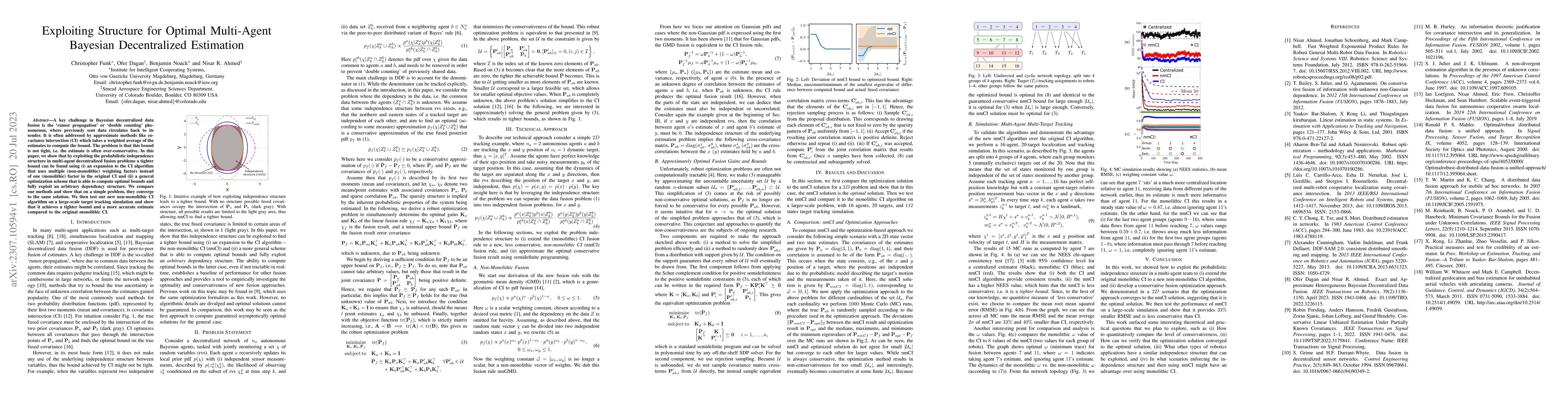 Thumbnail for Exploiting Structure for Optimal Multi-Agent Bayesian Decentralized
  Estimation