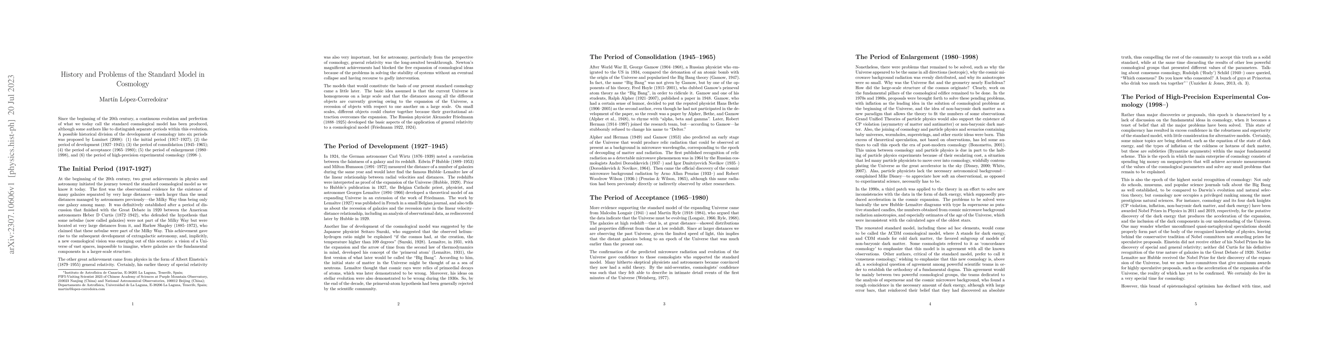 Thumbnail for History and Problems of the Standard Model in Cosmology