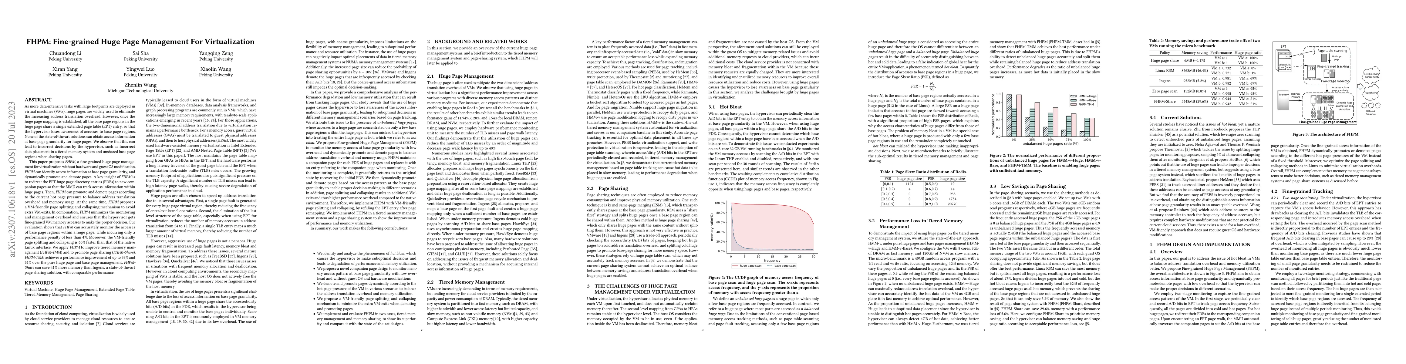 Thumbnail for FHPM: Fine-grained Huge Page Management For Virtualization