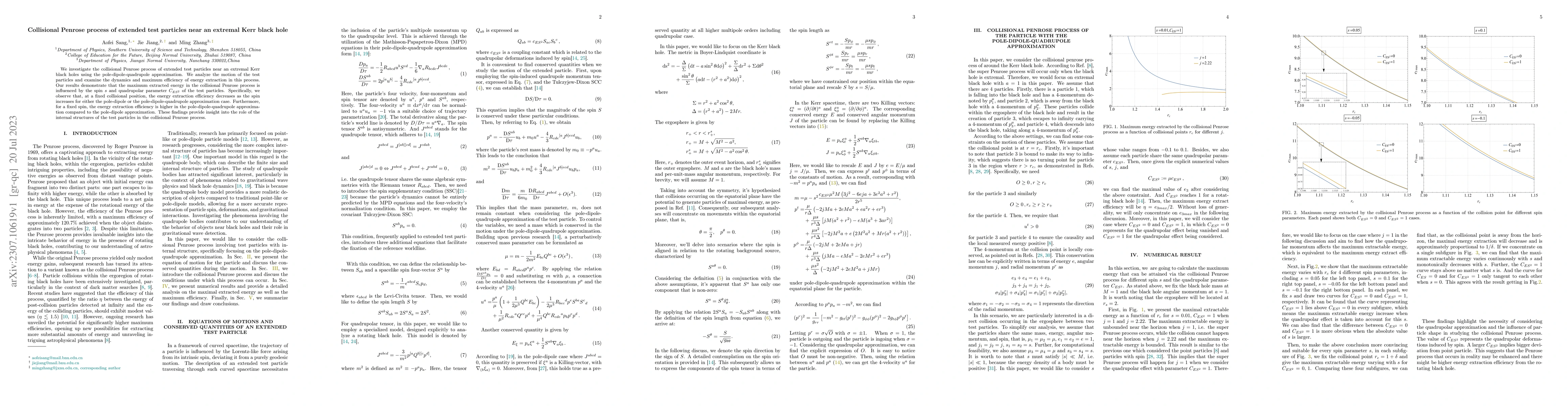 Thumbnail for Collisional Penrose process of extended test particles near an extremal
  Kerr black hole