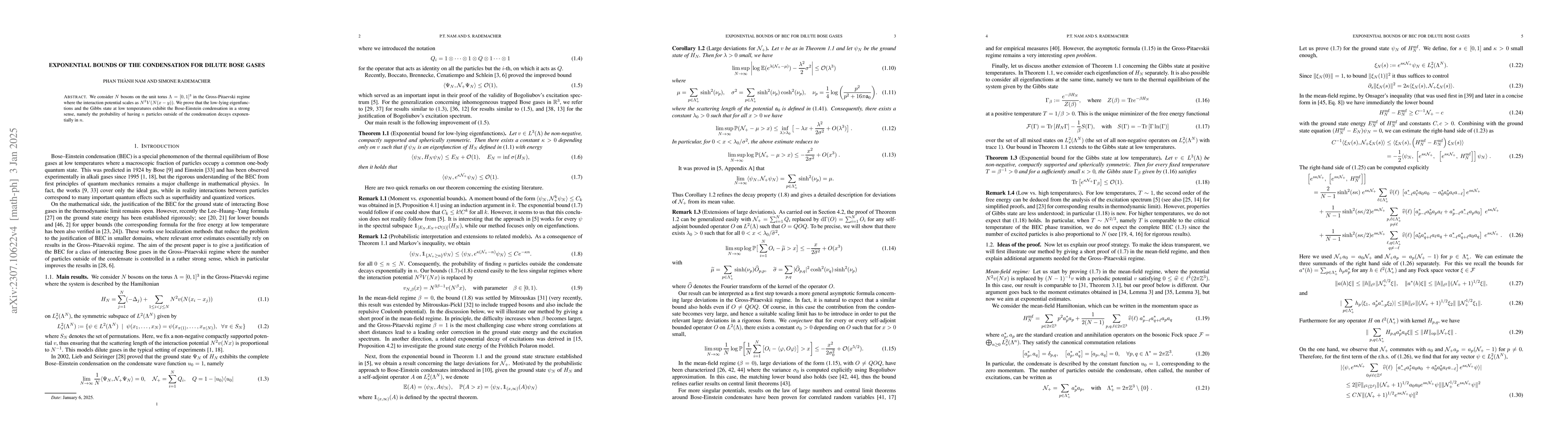 Thumbnail for Exponential bounds of the condensation for dilute Bose gases