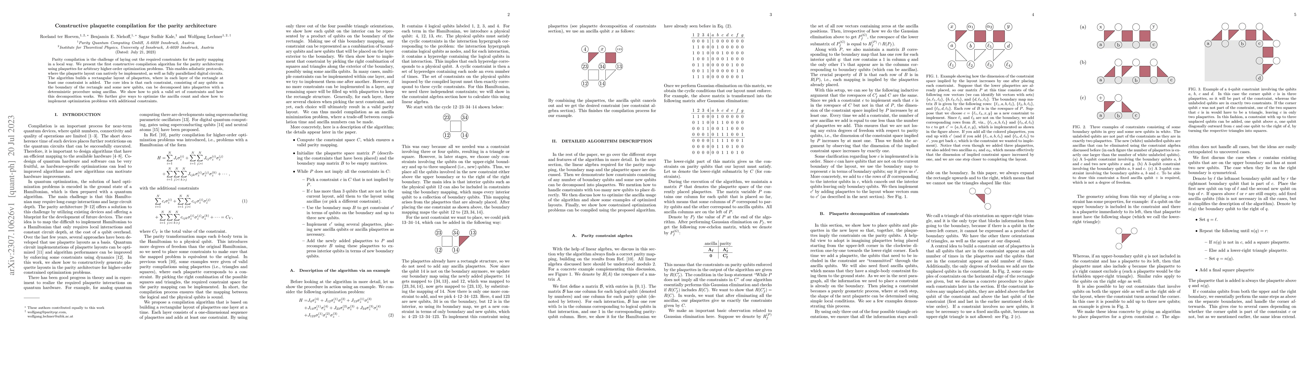 Thumbnail for Constructive plaquette compilation for the parity architecture