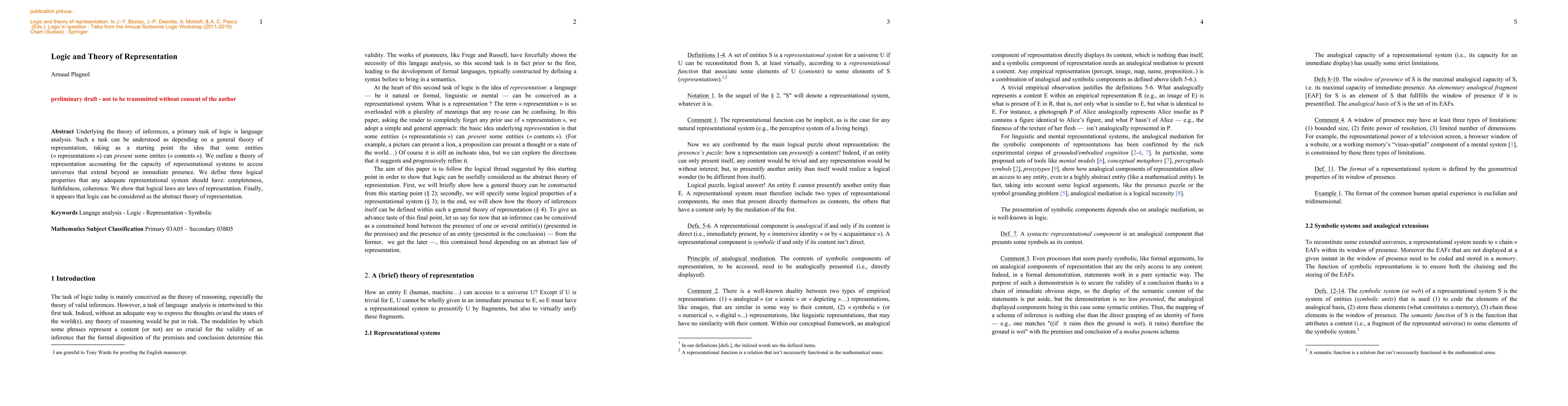 Thumbnail for Logic and theory of representation