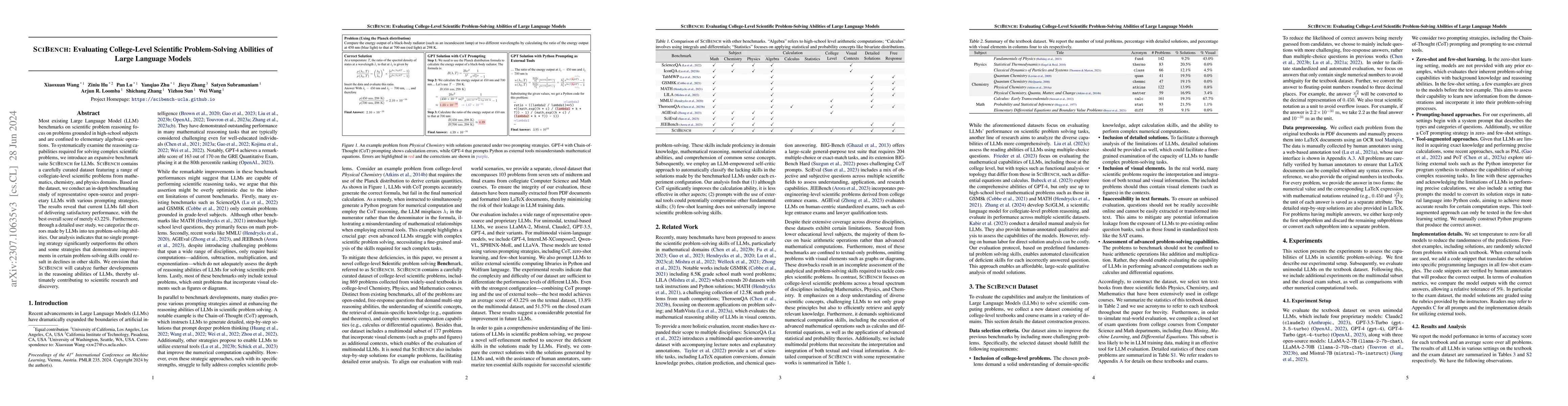Thumbnail for SciBench: Evaluating College-Level Scientific Problem-Solving Abilities
  of Large Language Models