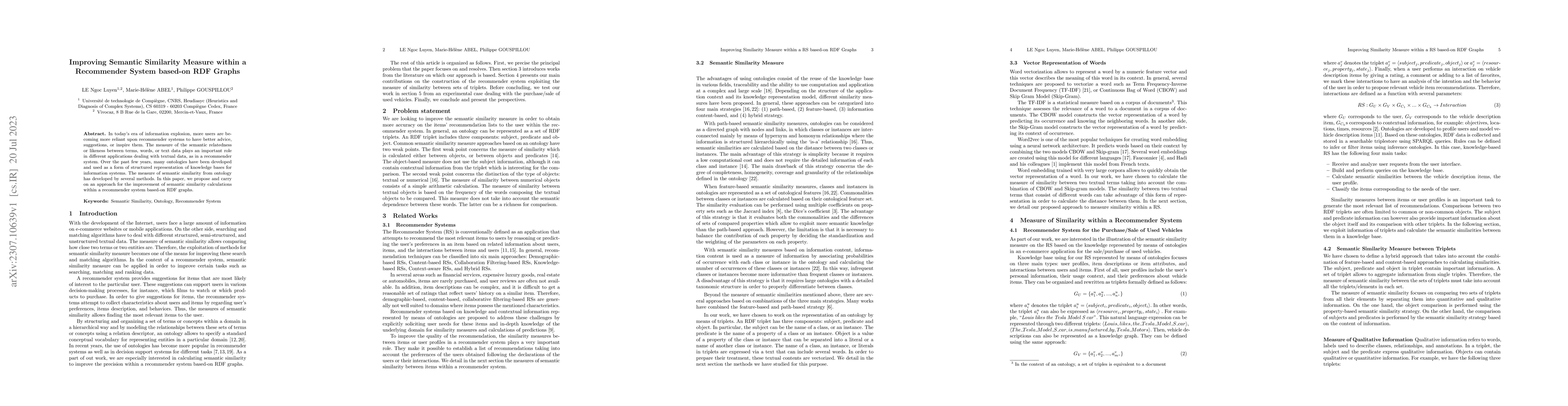 Thumbnail for Improving Semantic Similarity Measure Within a Recommender System
  Based-on RDF Graphs