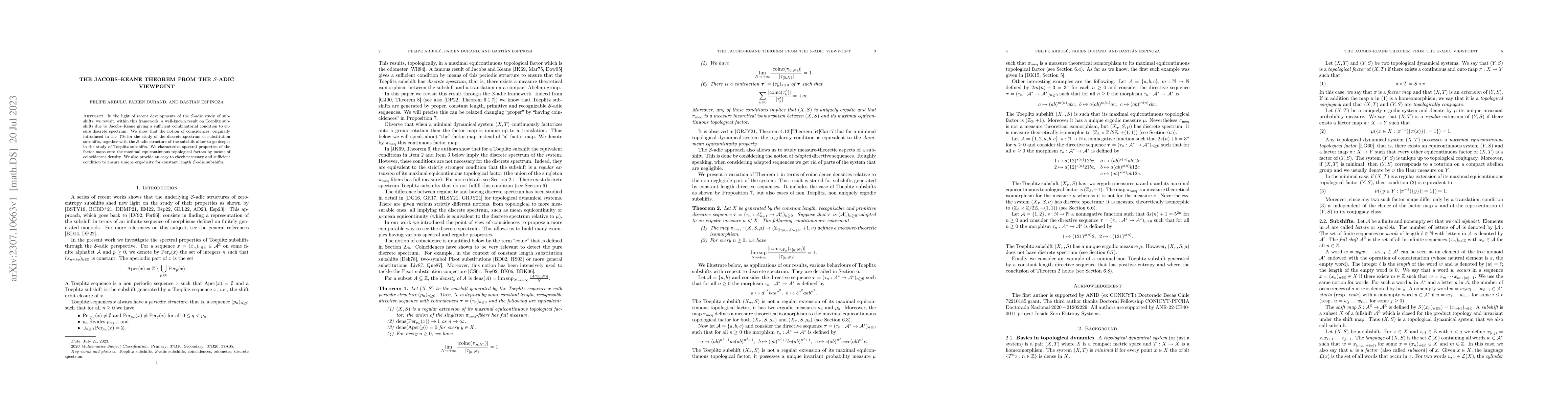 Thumbnail for The Jacobs--Keane theorem from the $\cS$-adic viewpoint