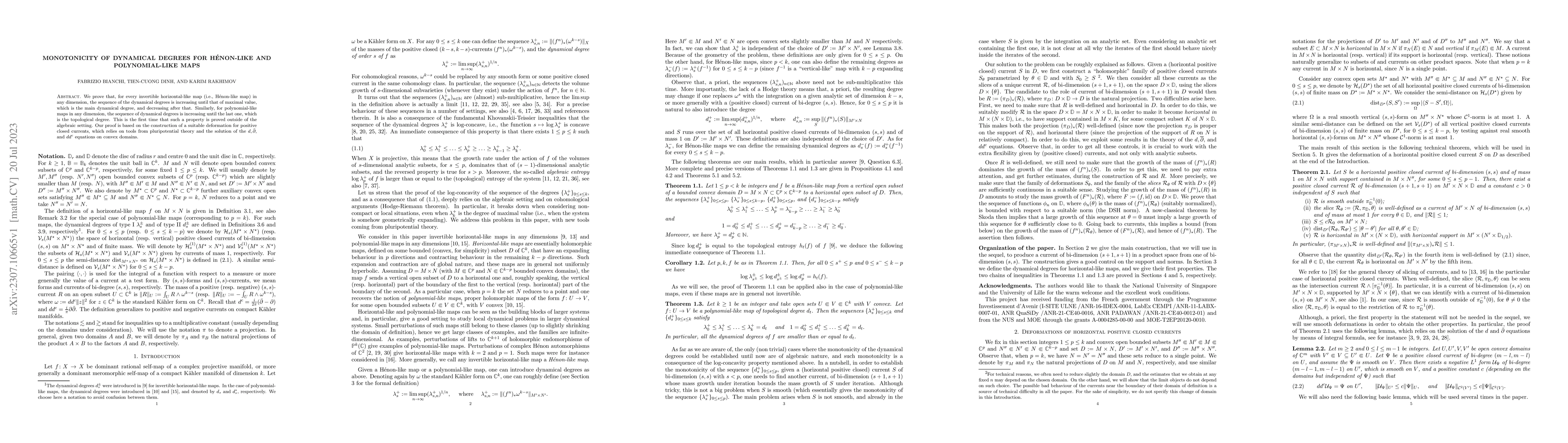Thumbnail for Monotonicity of dynamical degrees for H{\'e}non-like and polynomial-like
  maps