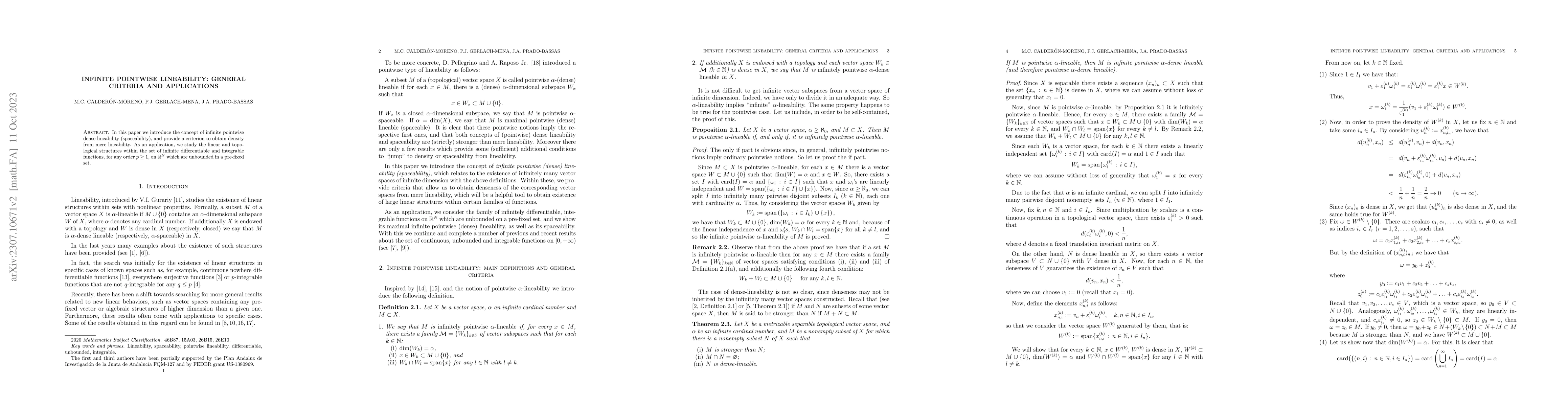 Thumbnail for Infinite pointwise lineability: general criteria and applications
