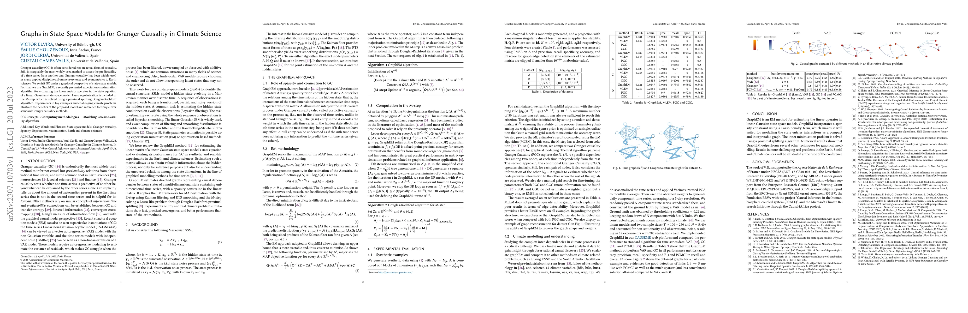 Thumbnail for Graphs in State-Space Models for Granger Causality in Climate Science