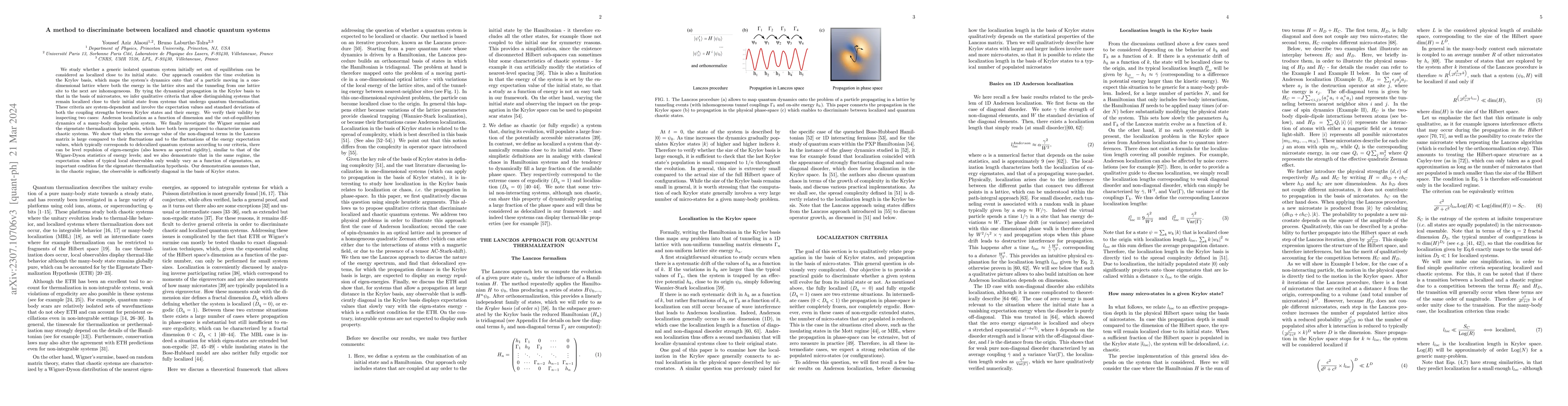 Thumbnail for A method to discriminate between localized and chaotic quantum systems