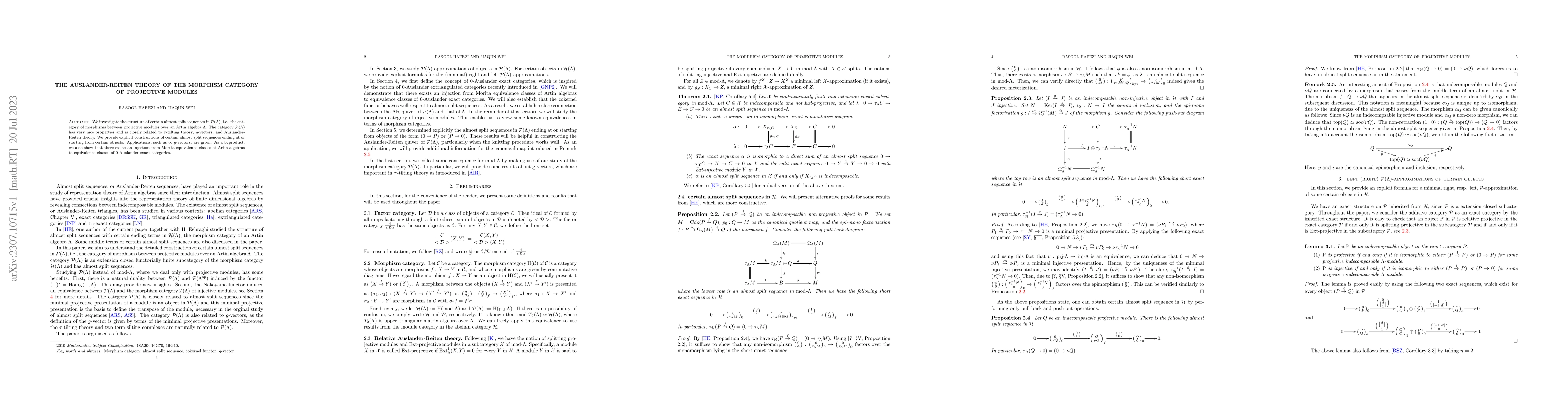 Thumbnail for The Auslander-Reiten theory of the morphism category of projective
  modules