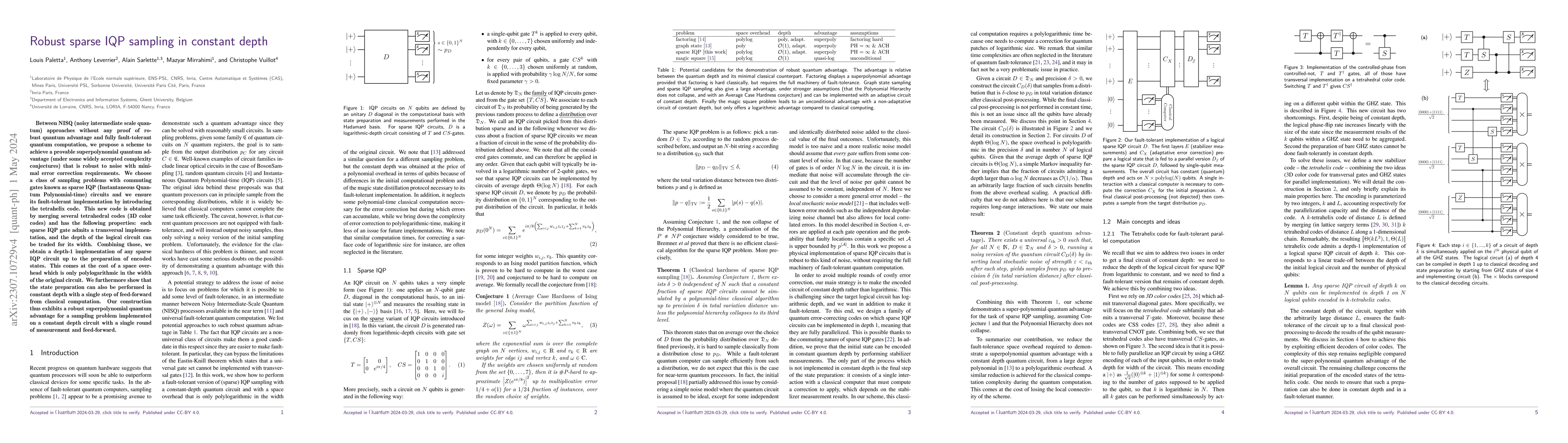 Thumbnail for Robust sparse IQP sampling in constant depth