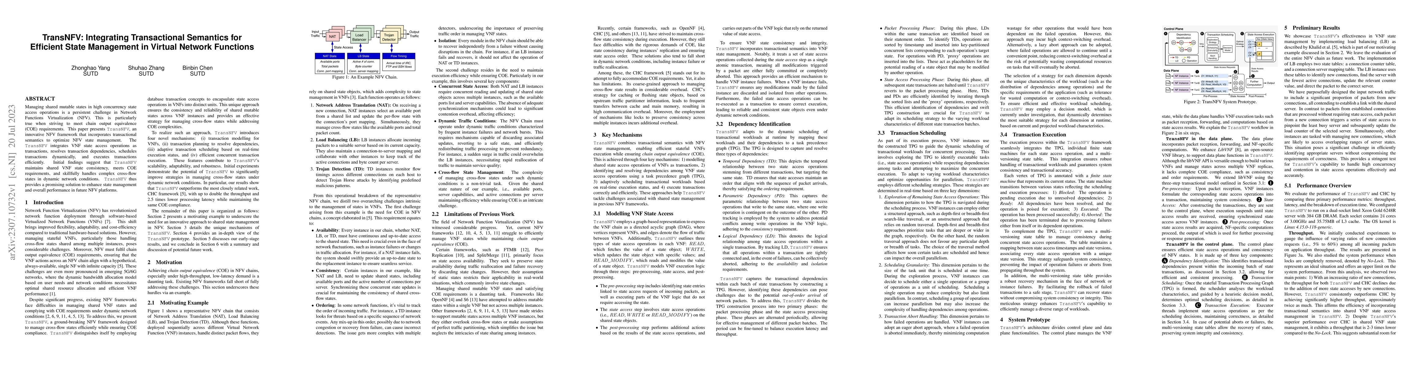 Thumbnail for TransNFV: Integrating Transactional Semantics for Efficient State
  Management in Virtual Network Functions