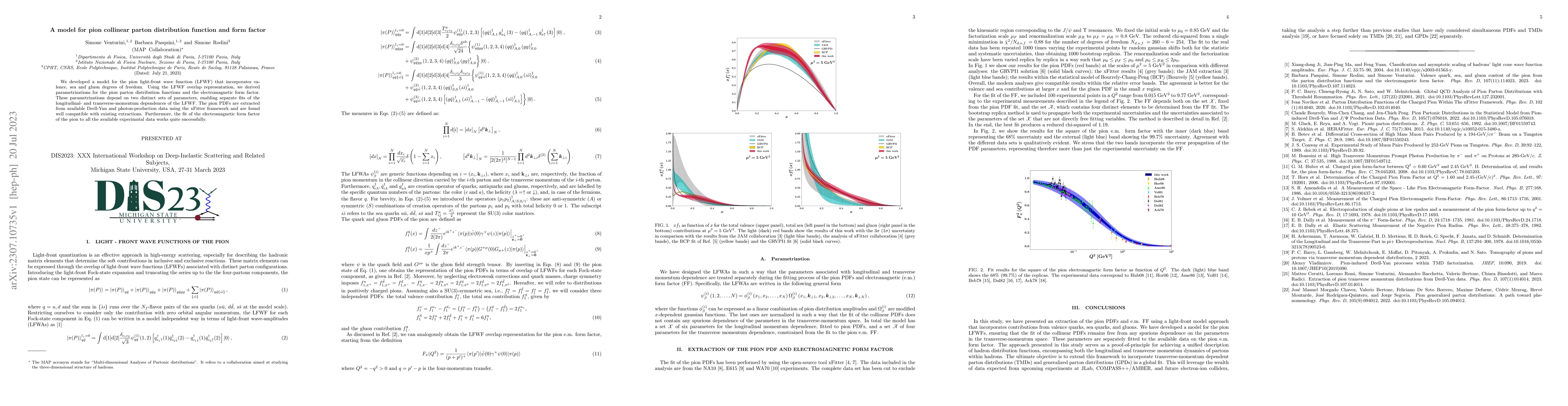 Thumbnail for A model for pion collinear parton distribution function and form factor