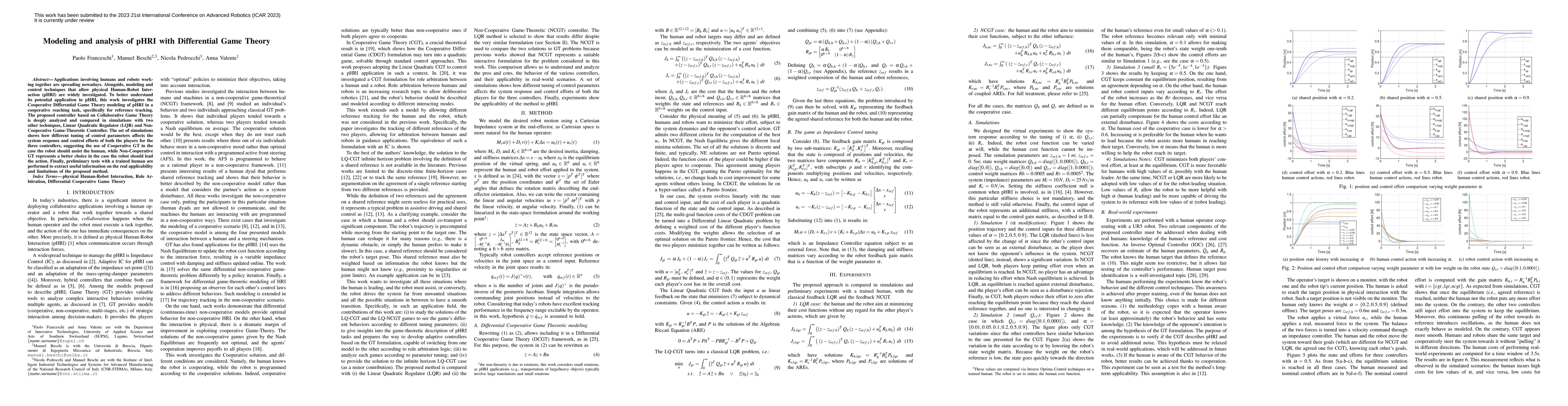 Thumbnail for Modeling and analysis of pHRI with Differential Game Theory