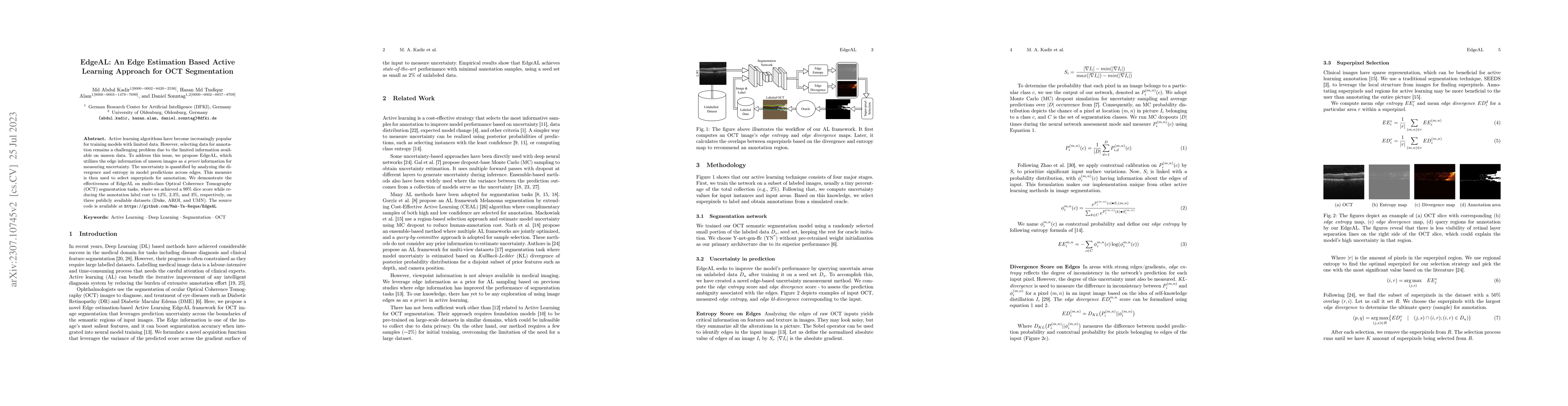 Thumbnail for EdgeAL: An Edge Estimation Based Active Learning Approach for OCT
  Segmentation