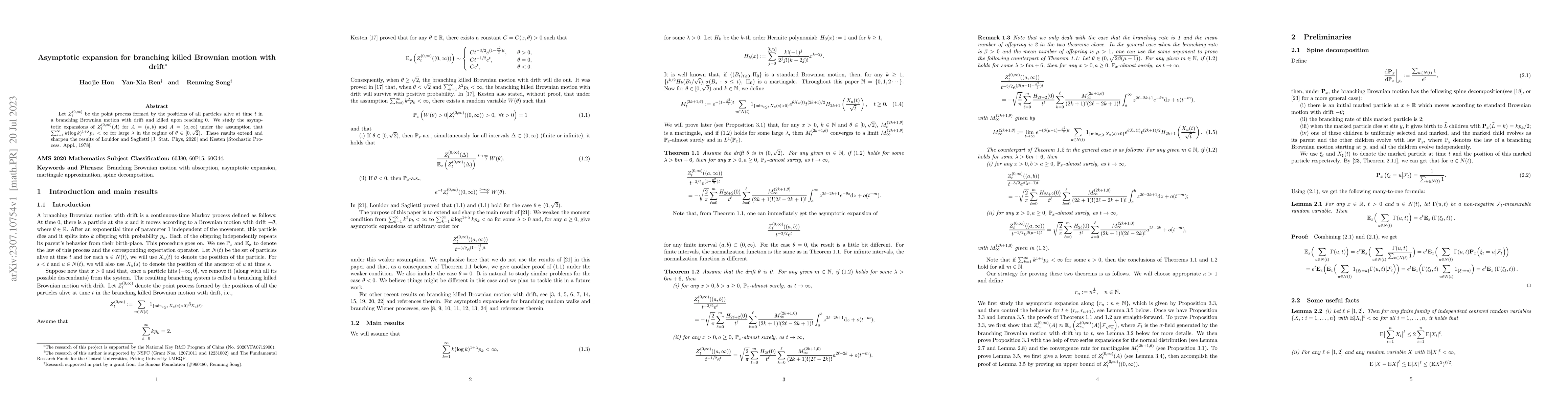 Thumbnail for Asymptotic expansion for branching killed Brownian motion with drift