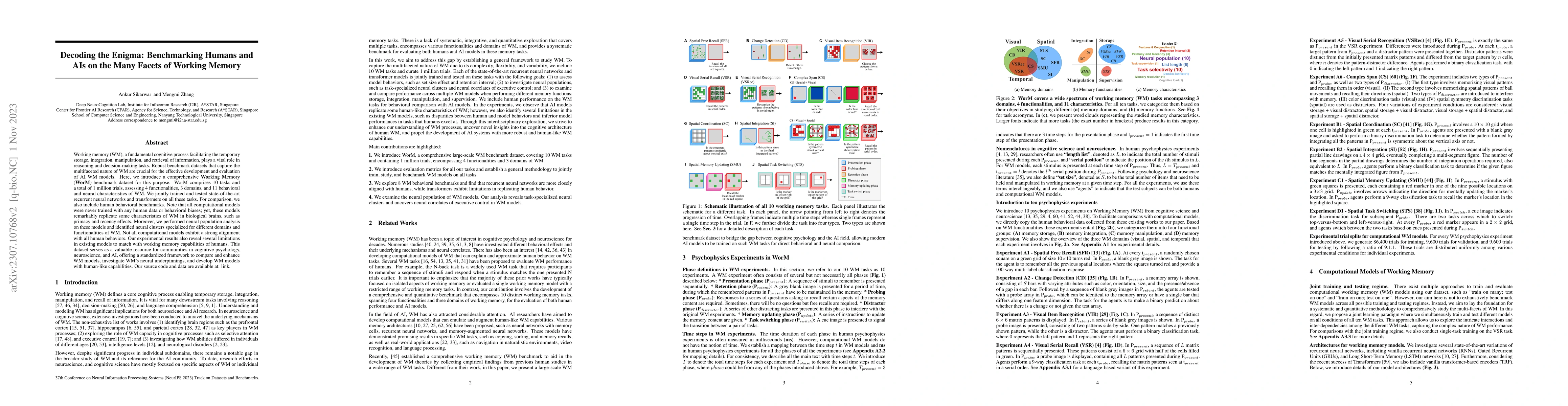 Thumbnail for Decoding the Enigma: Benchmarking Humans and AIs on the Many Facets of
  Working Memory