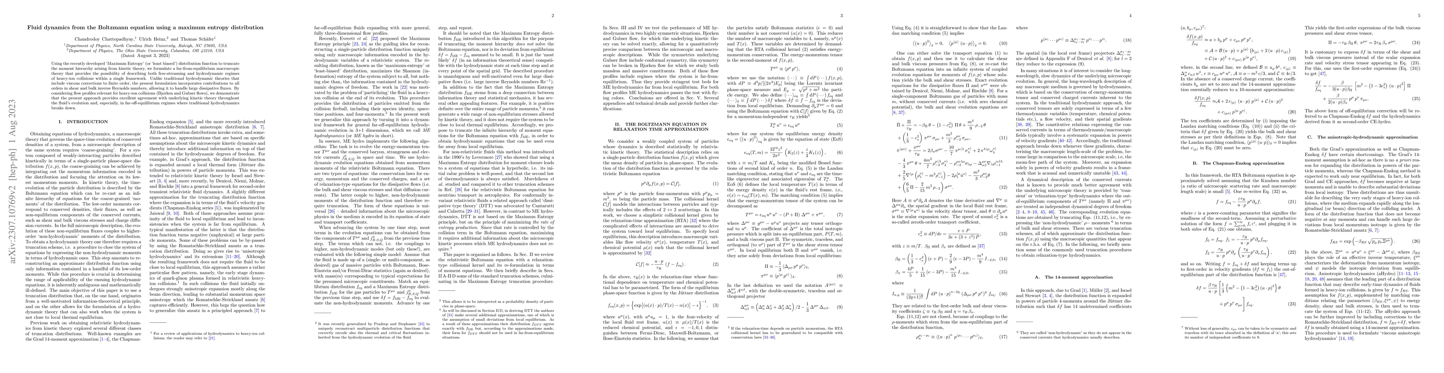 Thumbnail for Fluid dynamics from the Boltzmann equation using a maximum entropy
  distribution