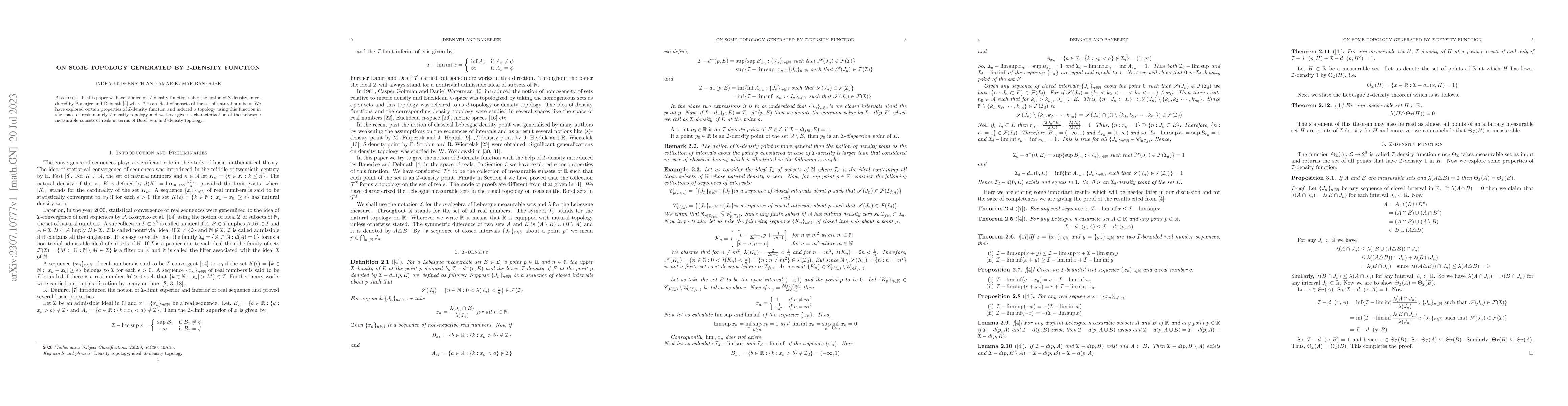 Thumbnail for On some topology generated by $\mathcal{I}$-density function