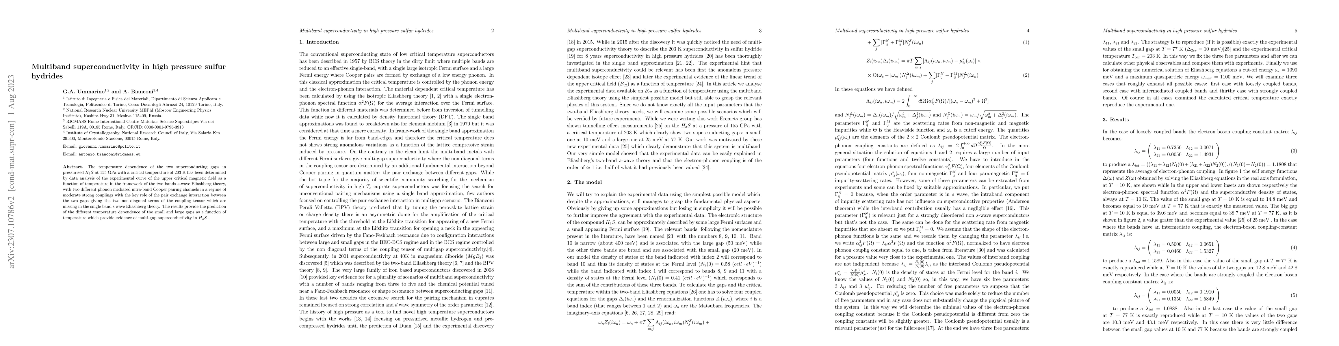 Thumbnail for Multiband superconductivity in high pressure sulfur hydrides