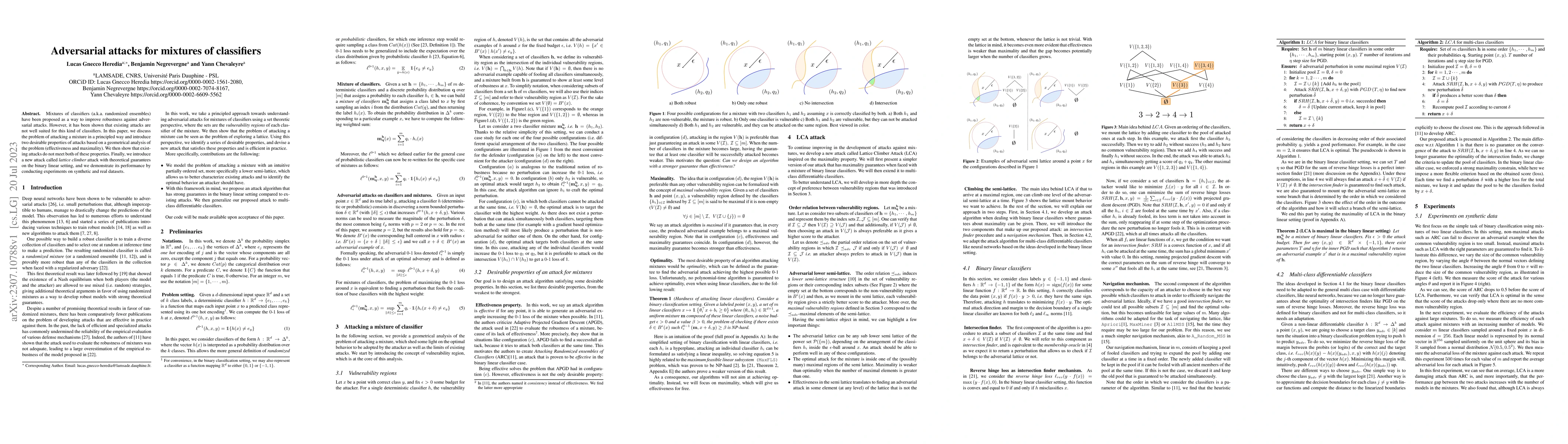 Thumbnail for Adversarial attacks for mixtures of classifiers