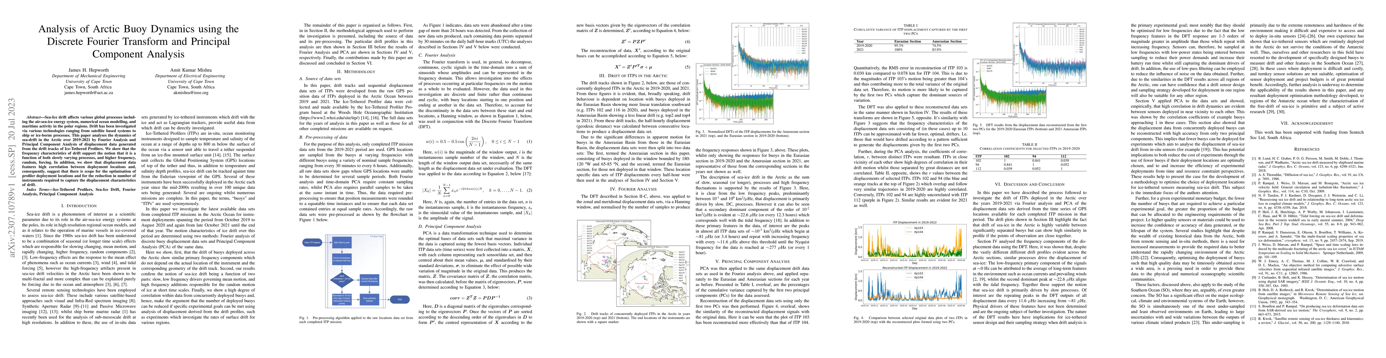 Thumbnail for Analysis of Arctic Buoy Dynamics using the Discrete Fourier Transform
  and Principal Component Analysis