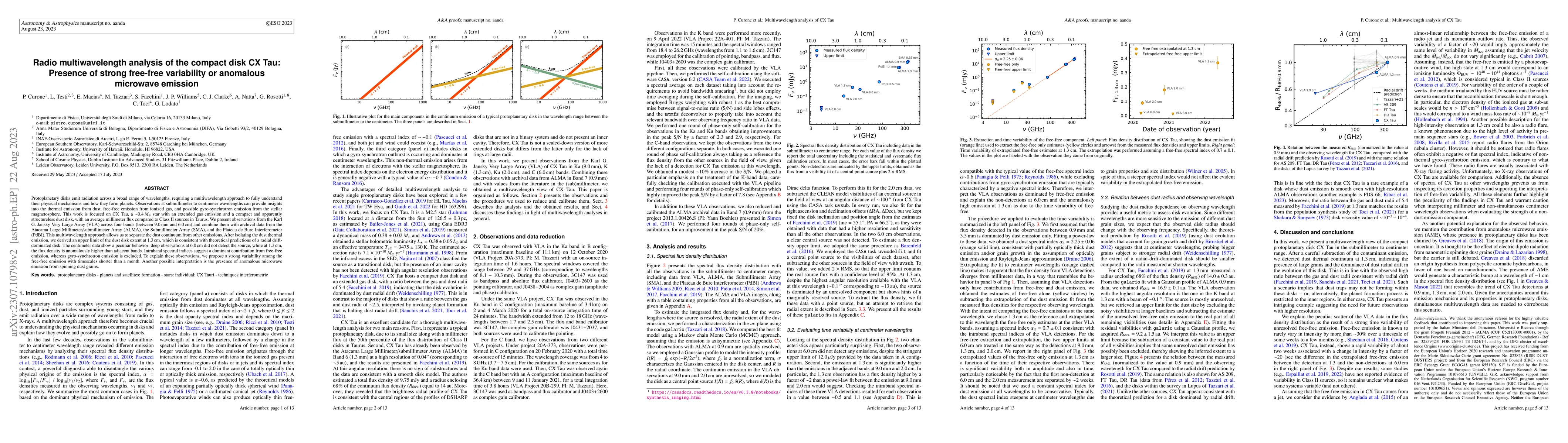 Thumbnail for Radio multiwavelength analysis of the compact disk CX Tau: Presence of
  strong free-free variability or anomalous microwave emission