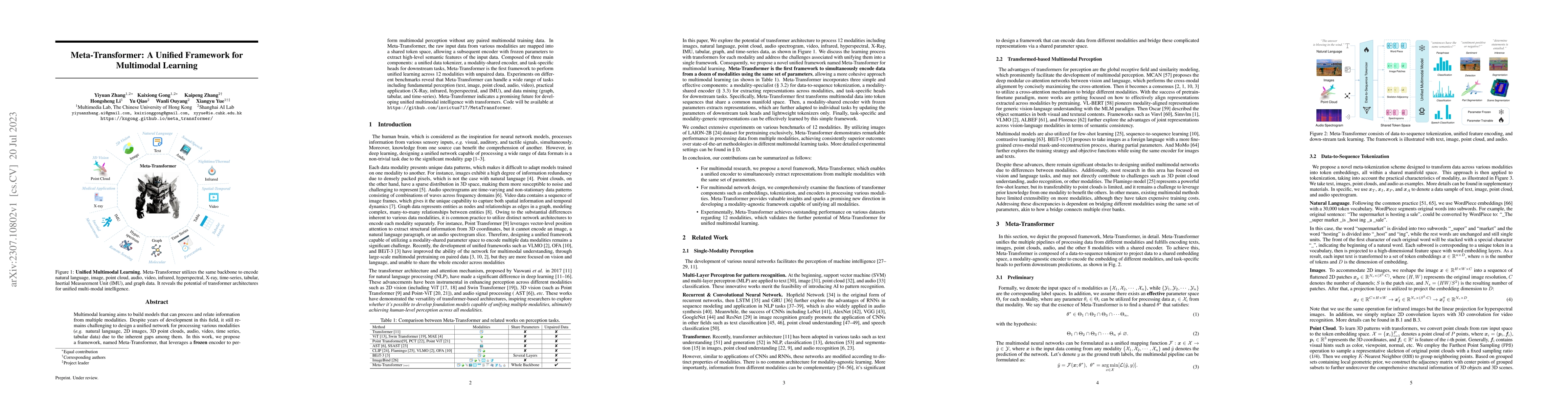 Thumbnail for Meta-Transformer: A Unified Framework for Multimodal Learning