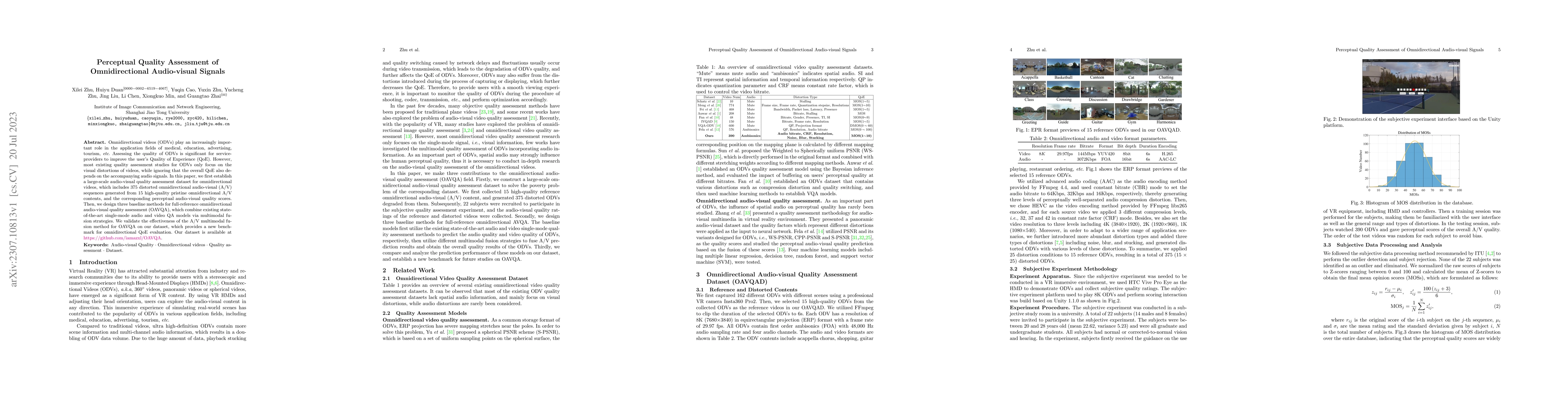 Thumbnail for Perceptual Quality Assessment of Omnidirectional Audio-visual Signals