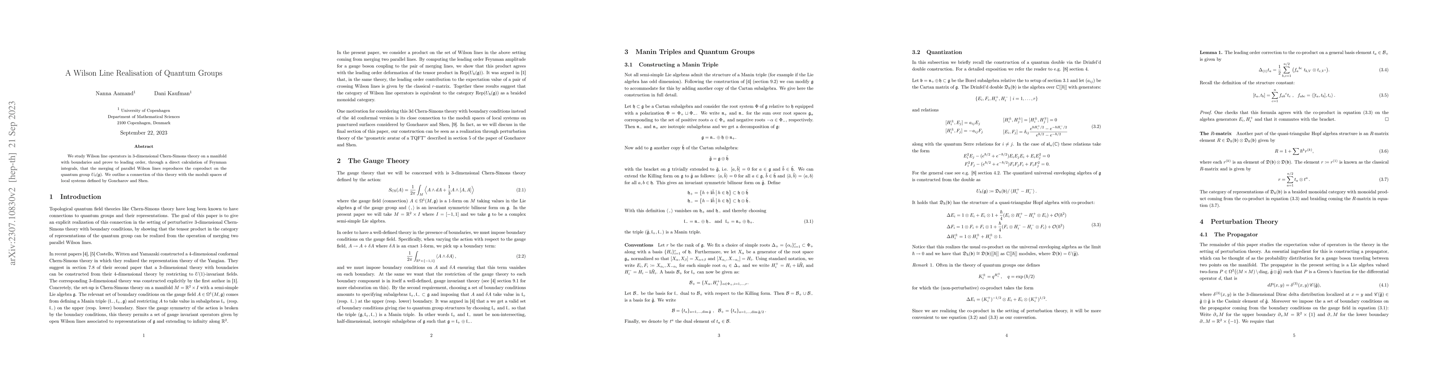 Thumbnail for A Wilson Line Realisation of Quantum Groups