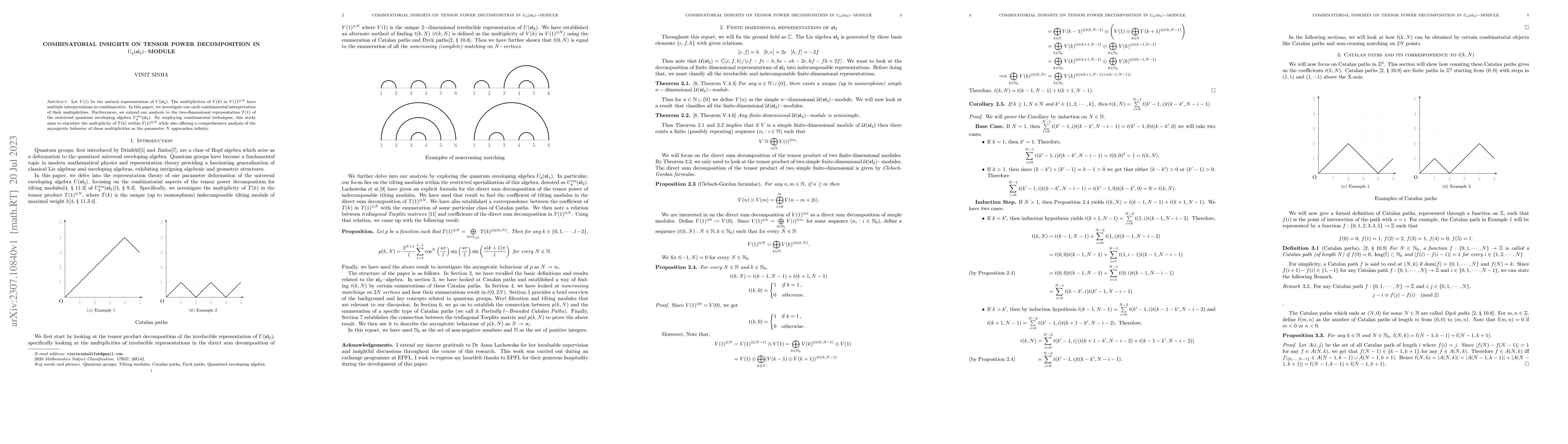 Thumbnail for Combinatorial insights on tensor power decomposition in
  $U_q(\mathfrak{sl}_2)-$module
