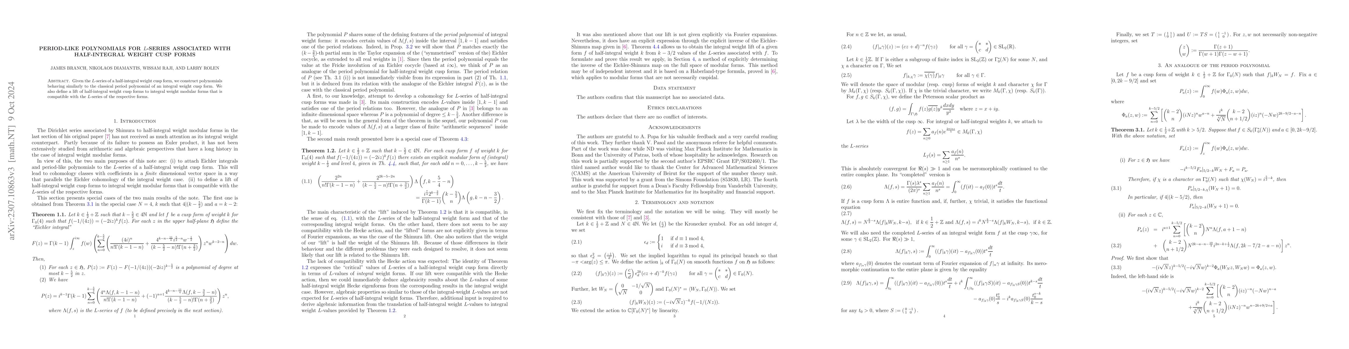 Thumbnail for Period-like polynomials for $L$-series associated with half-integral
  weight cusp forms