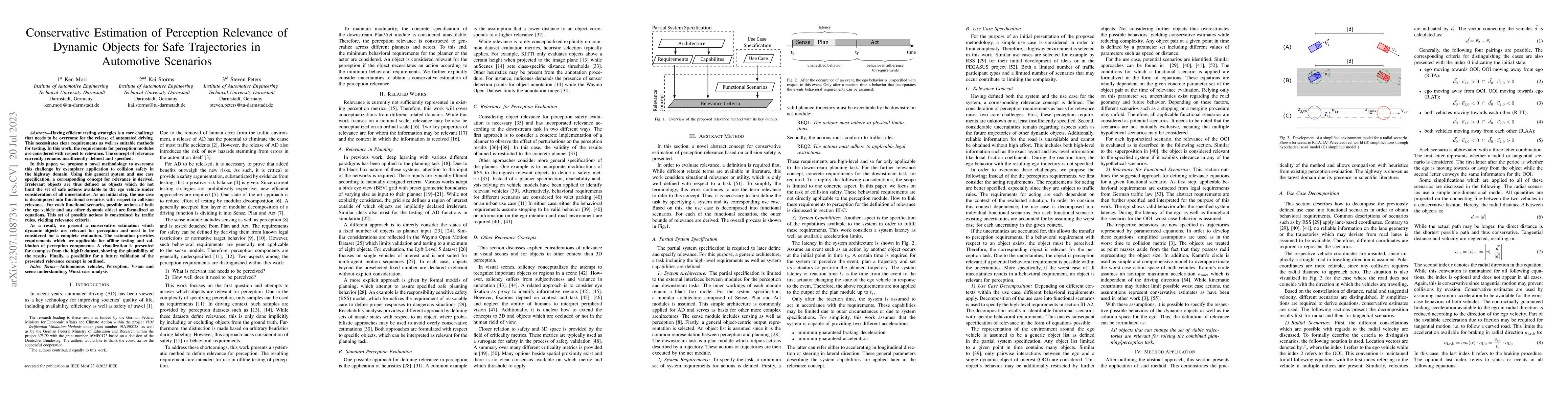 Thumbnail for Conservative Estimation of Perception Relevance of Dynamic Objects for
  Safe Trajectories in Automotive Scenarios