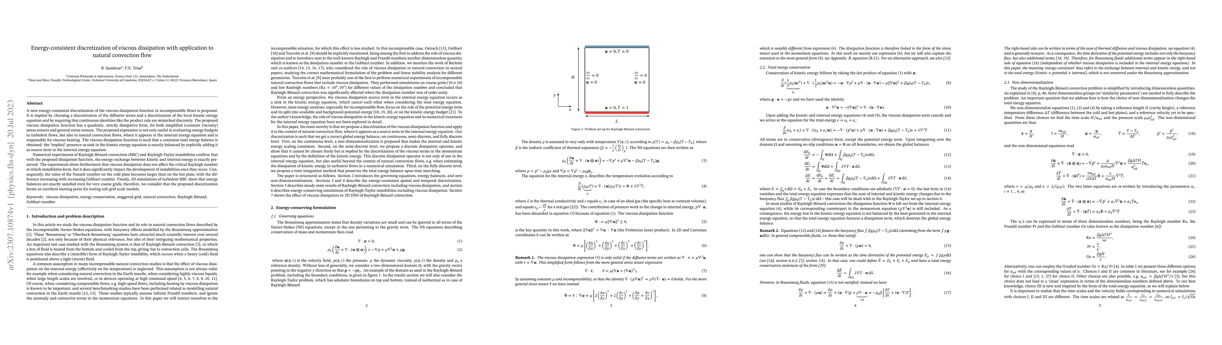 Thumbnail for Energy-consistent discretization of viscous dissipation with application
  to natural convection flow