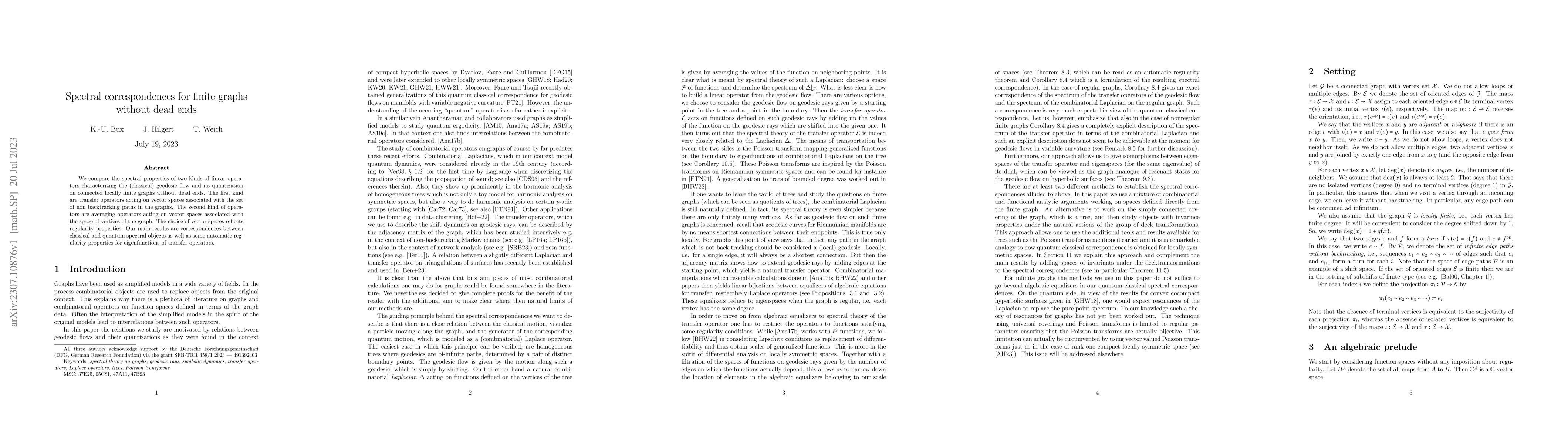 Thumbnail for Spectral correspondences for finite graphs without dead ends