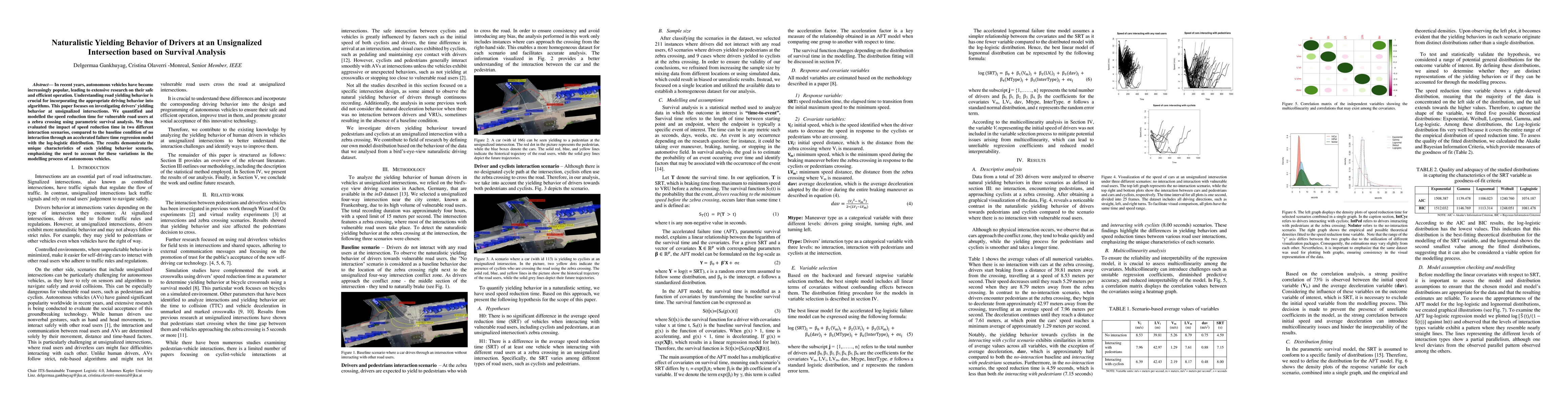 Thumbnail for Naturalistic yielding behavior of drivers at an unsignalized
  intersection based on survival analysis
