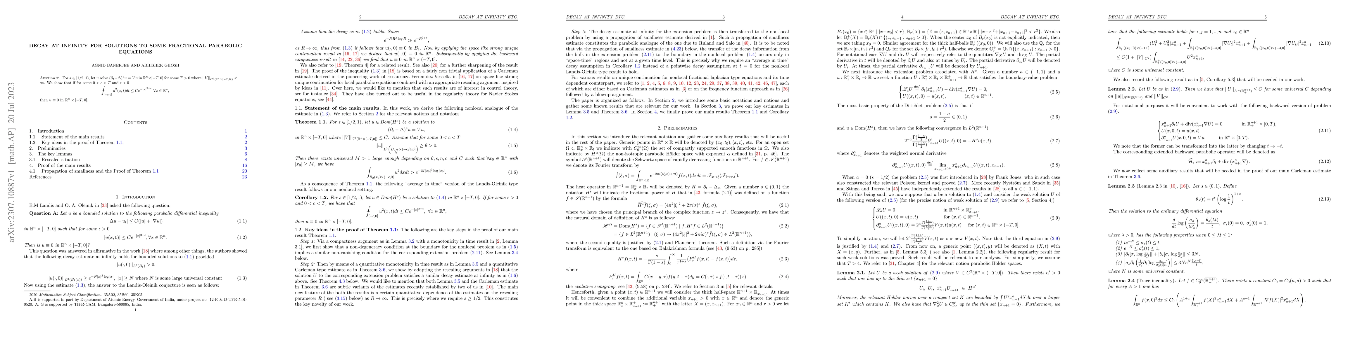 Thumbnail for Decay at infinity for solutions to some fractional parabolic equations