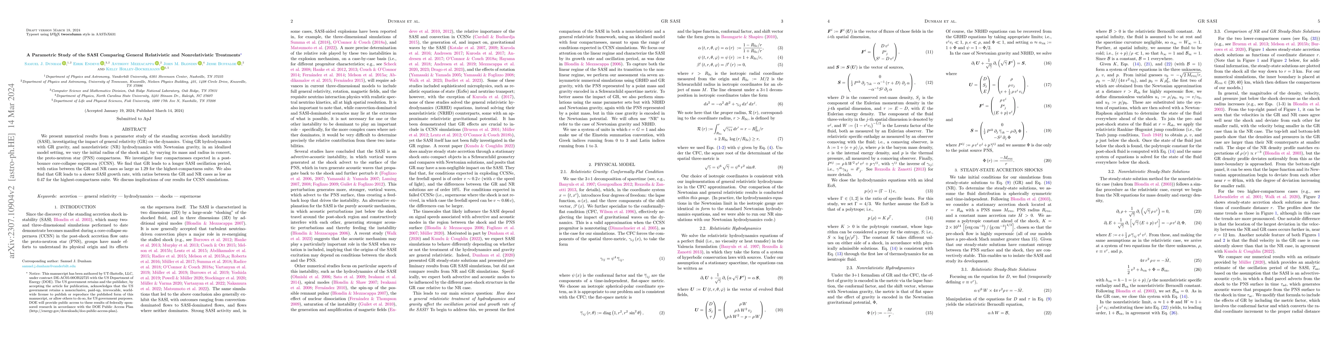 Thumbnail for A Parametric Study of the SASI Comparing General Relativistic and
  Nonrelativistic Treatments
