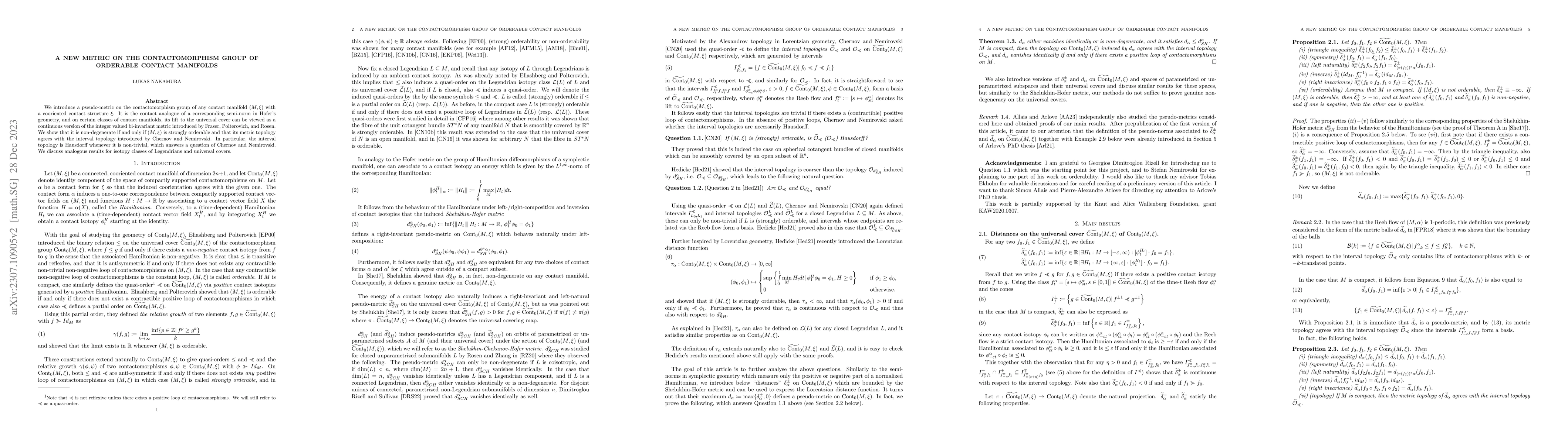 Thumbnail for A new metric on the contactomorphism group of orderable contact
  manifolds