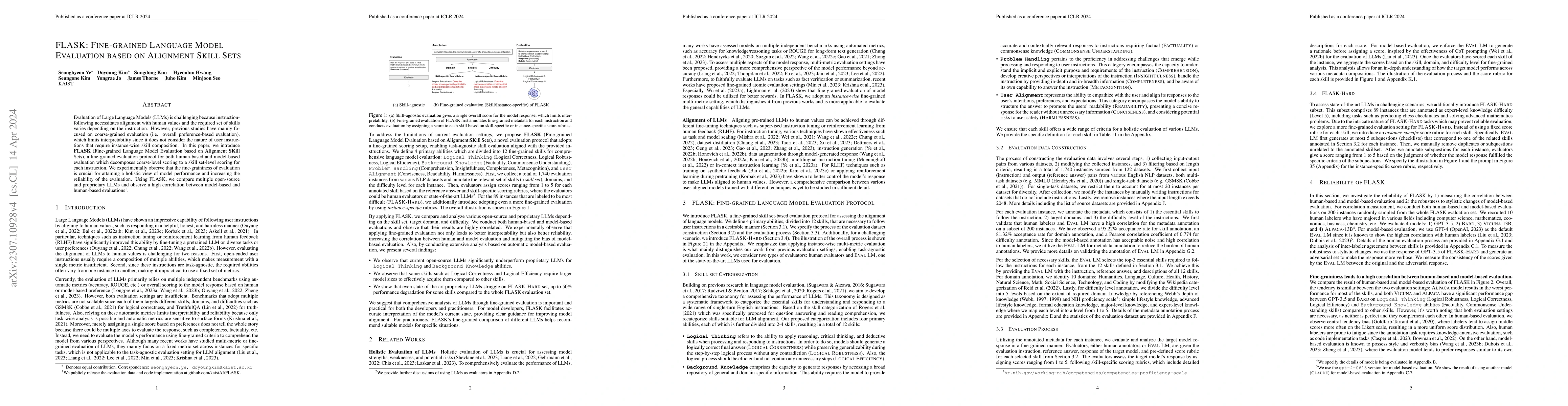 Thumbnail for FLASK: Fine-grained Language Model Evaluation based on Alignment Skill
  Sets