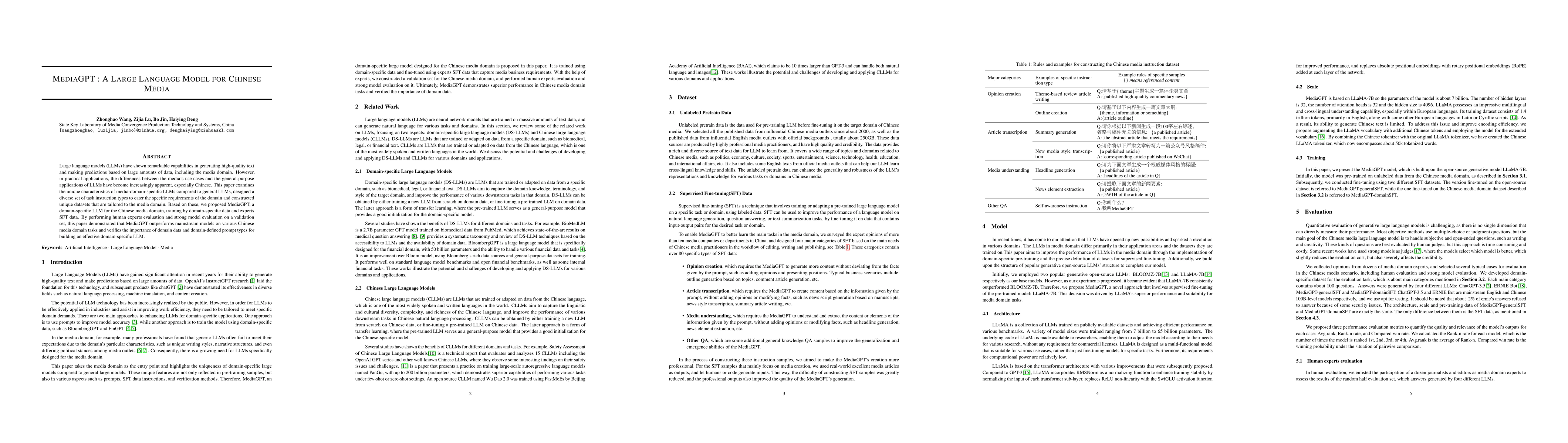Thumbnail for MediaGPT : A Large Language Model For Chinese Media