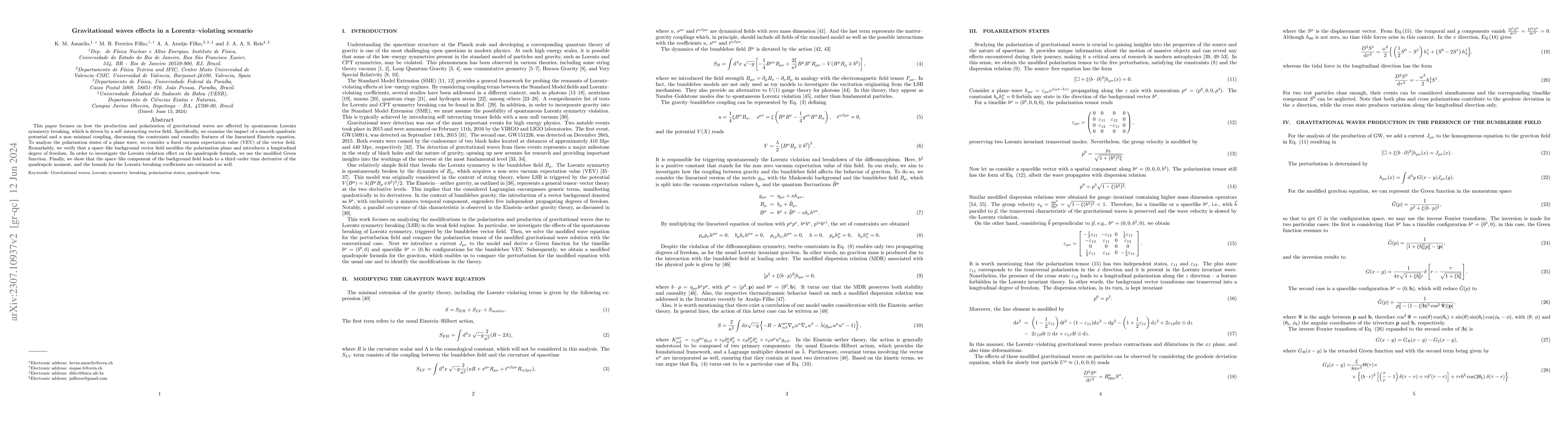 Thumbnail for Gravitational waves effects in a Lorentz-violating scenario