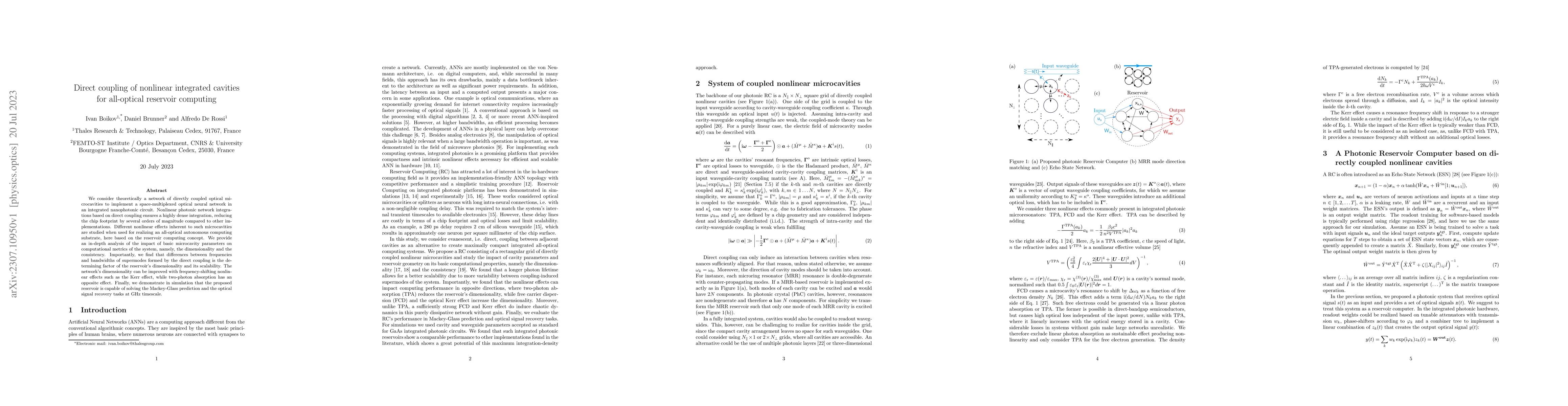 Thumbnail for Direct coupling of nonlinear integrated cavities for all-optical
  reservoir computing