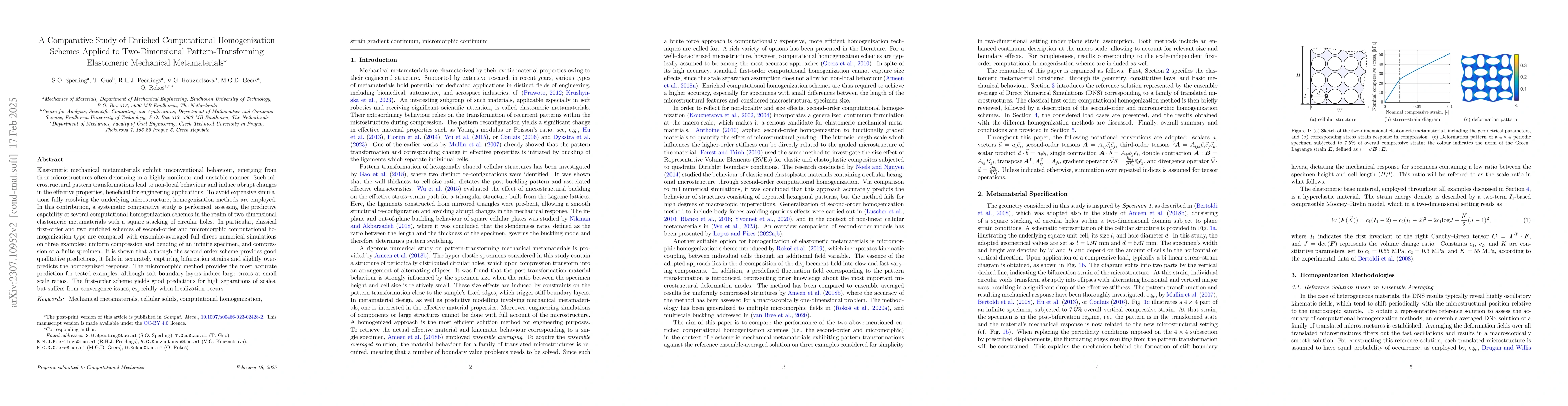 Thumbnail for Enriched Computational Homogenization Schemes Applied to
  Pattern-Transforming Elastomeric Mechanical Metamaterials