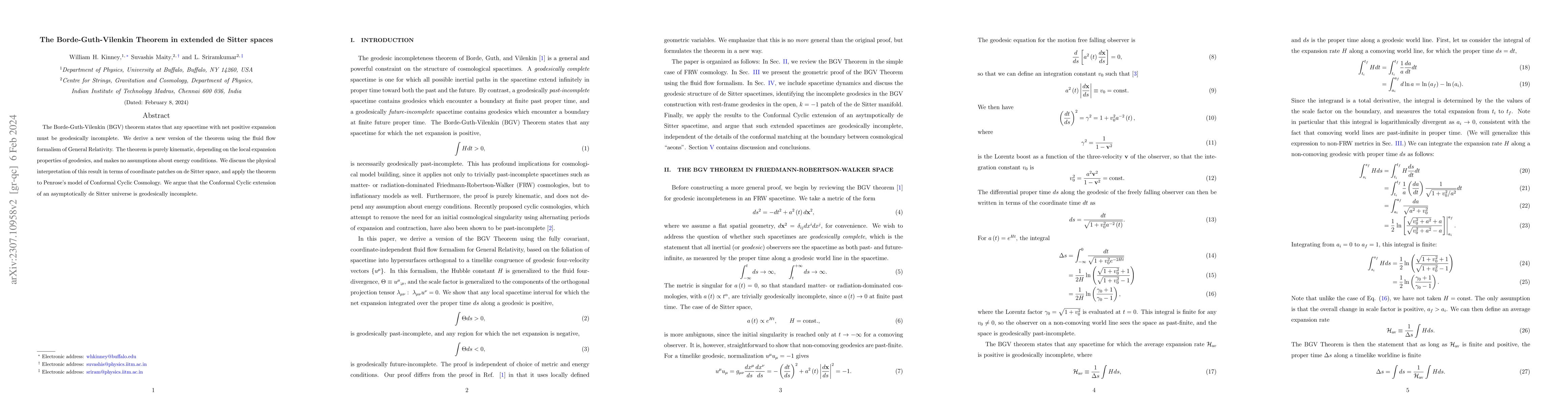 Thumbnail for The Borde-Guth-Vilenkin Theorem in extended de Sitter spaces