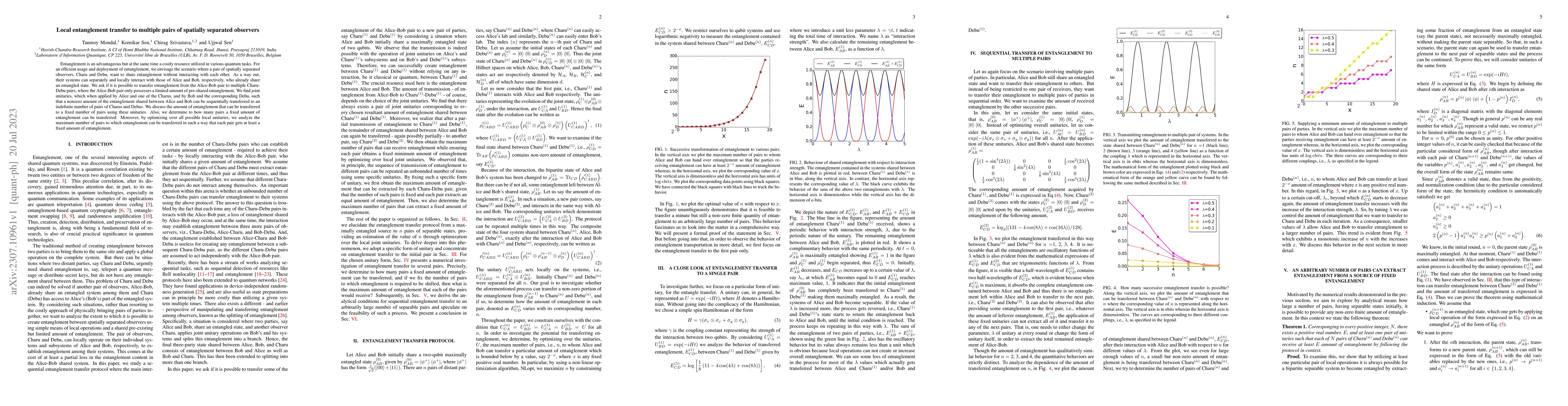 Thumbnail for Local entanglement transfer to multiple pairs of spatially separated
  observers