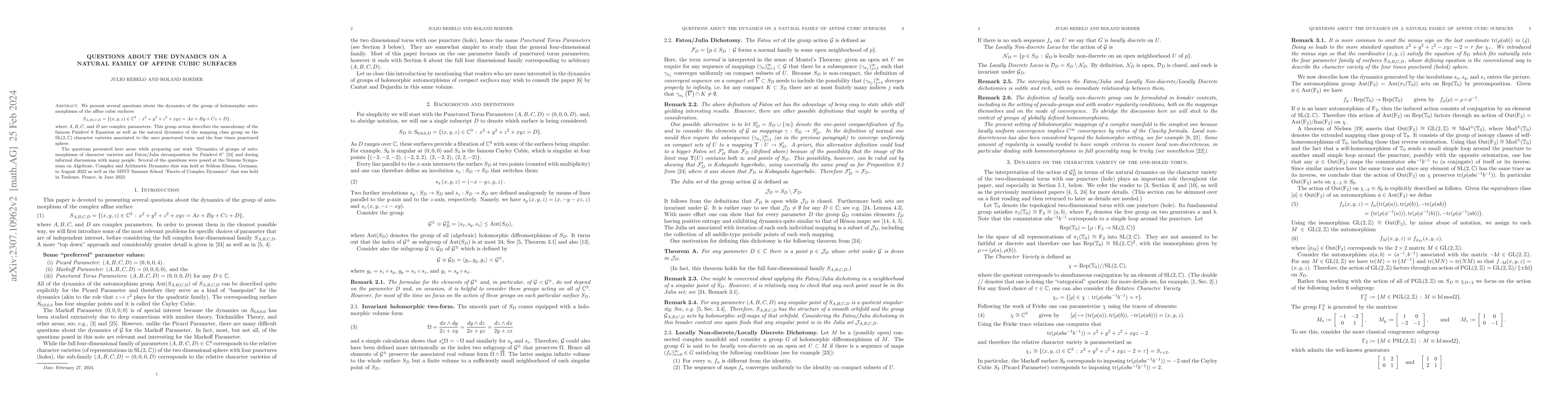 Thumbnail for Questions about the dynamics on a natural family of affine cubic
  surfaces
